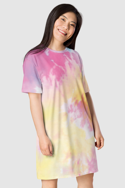 Vibrant Color Tie-Dye T-Shirt Dress