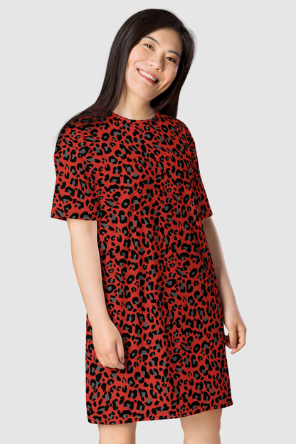 Harley Red Leopard Print T-Shirt Dress