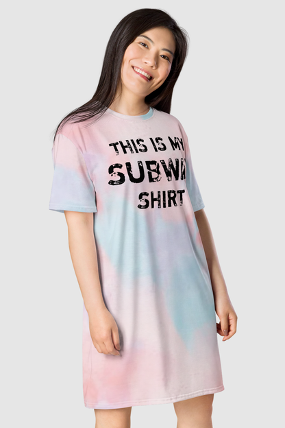 This Is My Subway Shirt Faded Tie-Dye T-Shirt Dress