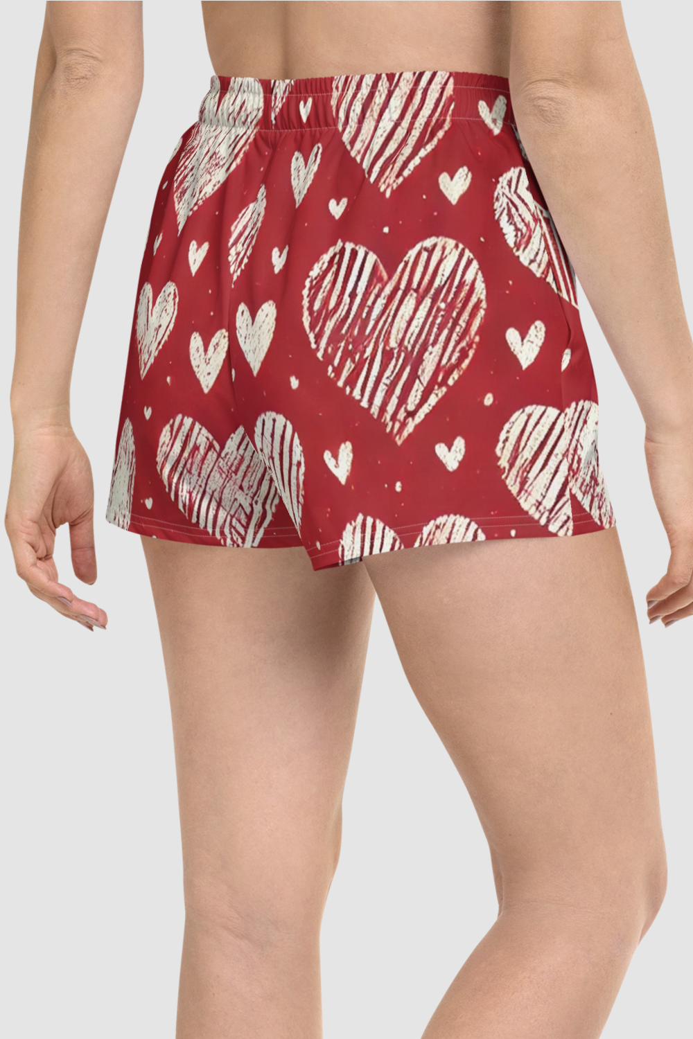 Cutsie Pootsie Hearts Graphic Print Women’s Recycled Athletic Shorts