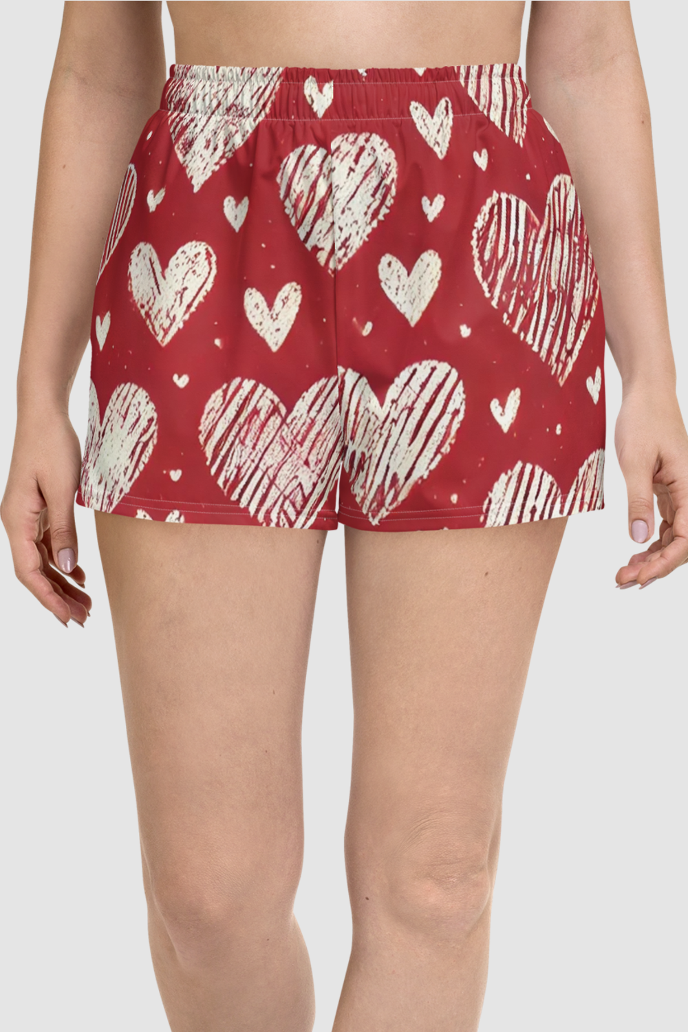 Cutsie Pootsie Hearts Graphic Print Women’s Recycled Athletic Shorts