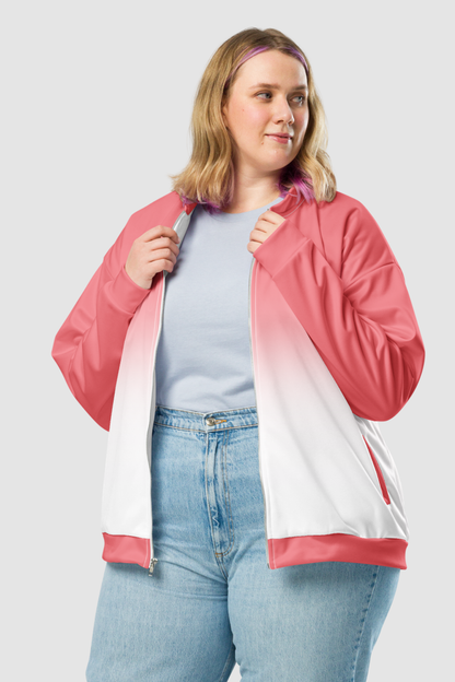 Froly Pink White Gradient Women's Lightweight Bomber Jacket