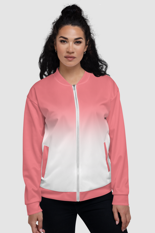 Froly Pink White Gradient Women's Lightweight Bomber Jacket