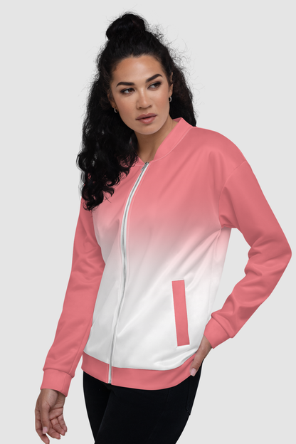 Froly Pink White Gradient Women's Lightweight Bomber Jacket