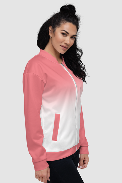 Froly Pink White Gradient Women's Lightweight Bomber Jacket