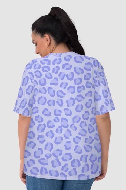Sky Blue Leopard Print Women's T-Shirt