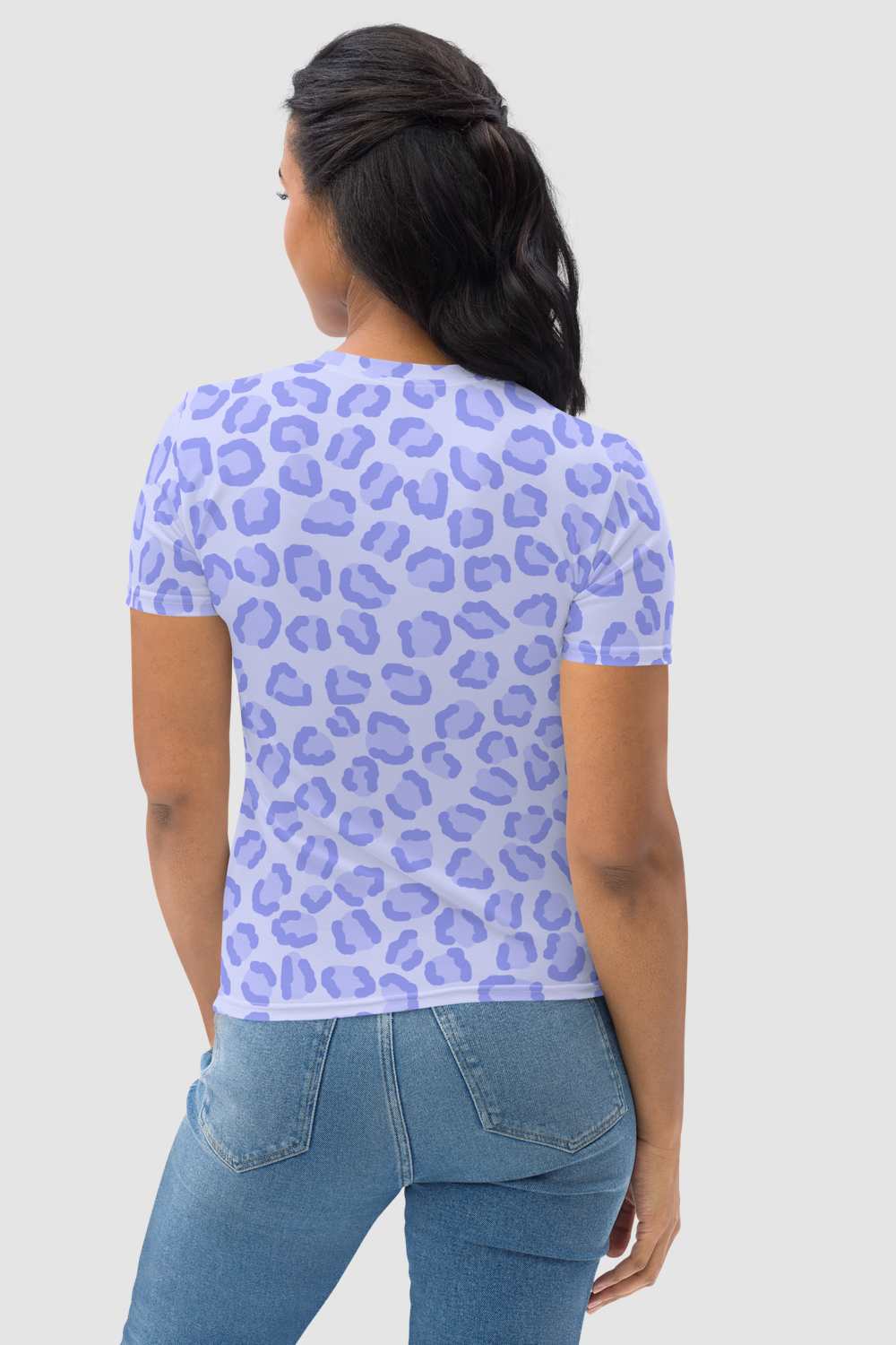 Sky Blue Leopard Print Women's T-Shirt
