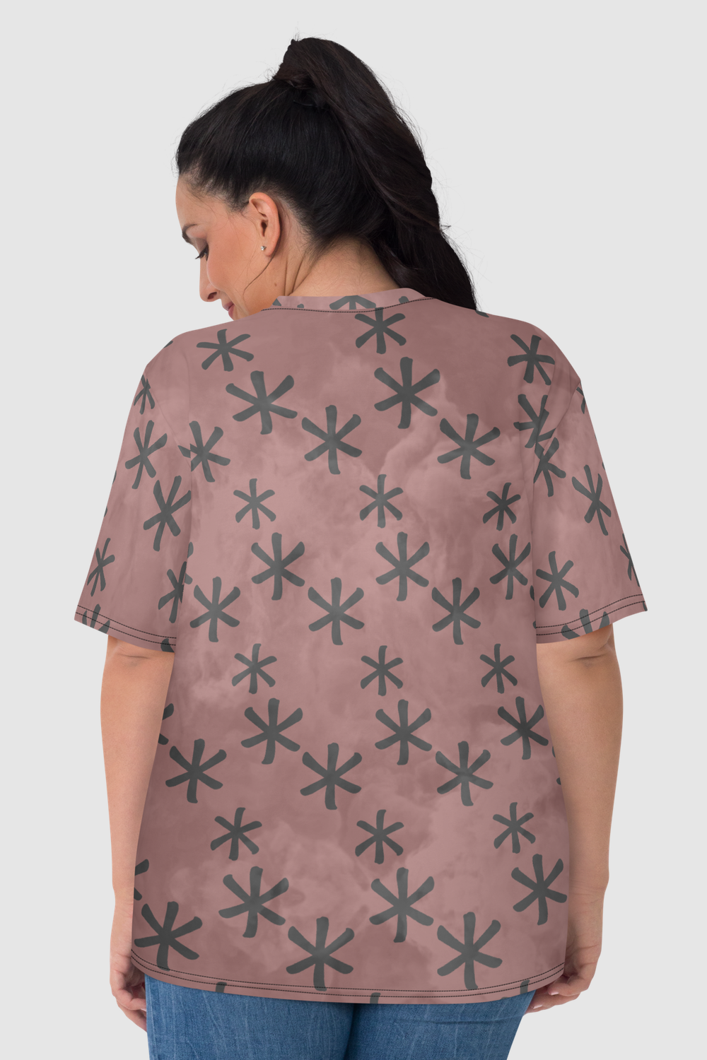 Cloudy Terracotta Tenshi Star Pattern Women's Sublimated T-Shirt