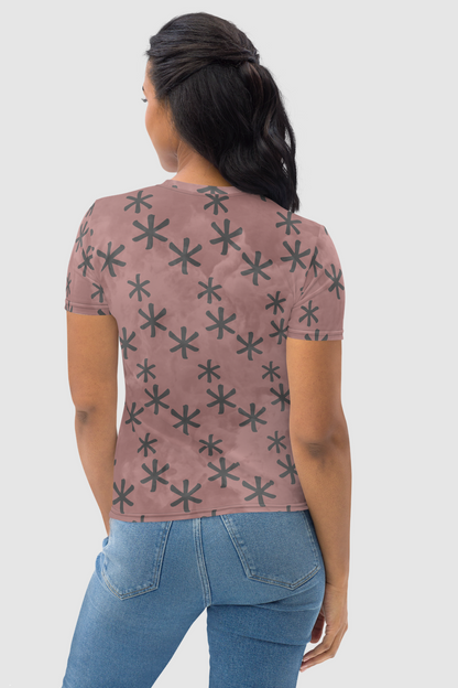 Cloudy Terracotta Tenshi Star Pattern Women's Sublimated T-Shirt