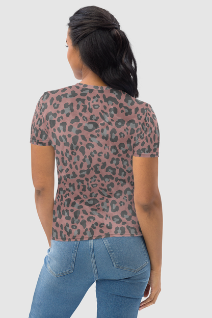 Cloudy Terracotta Leopard Print Women's T-Shirt