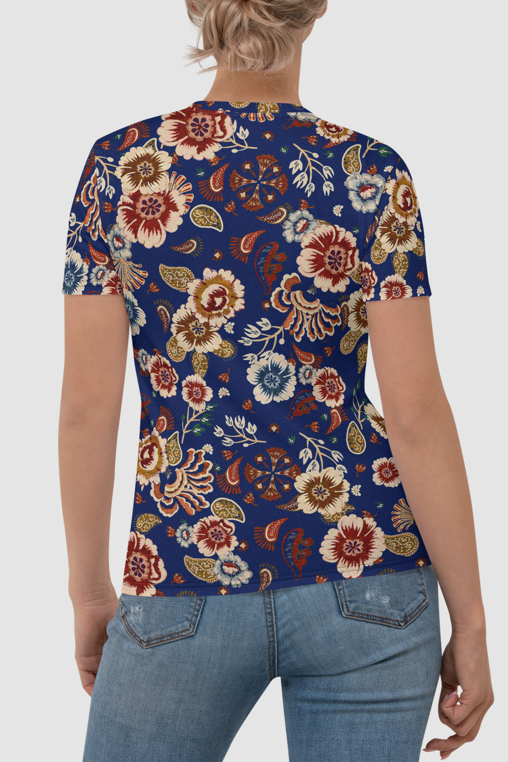 Casual Vintage Multi-Floral Print Women's Sublimated T-Shirt