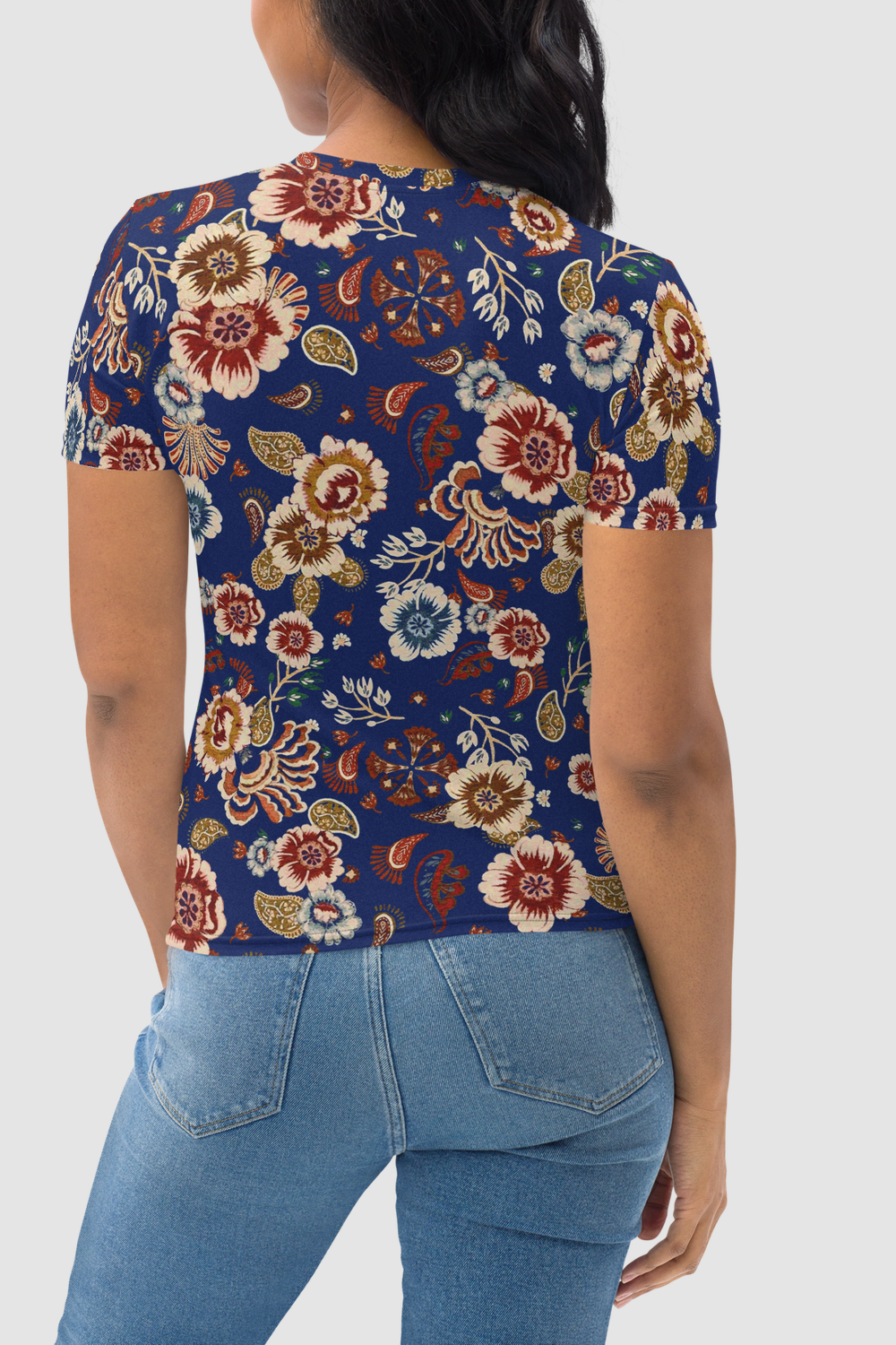 Casual Vintage Multi-Floral Print Women's Sublimated T-Shirt