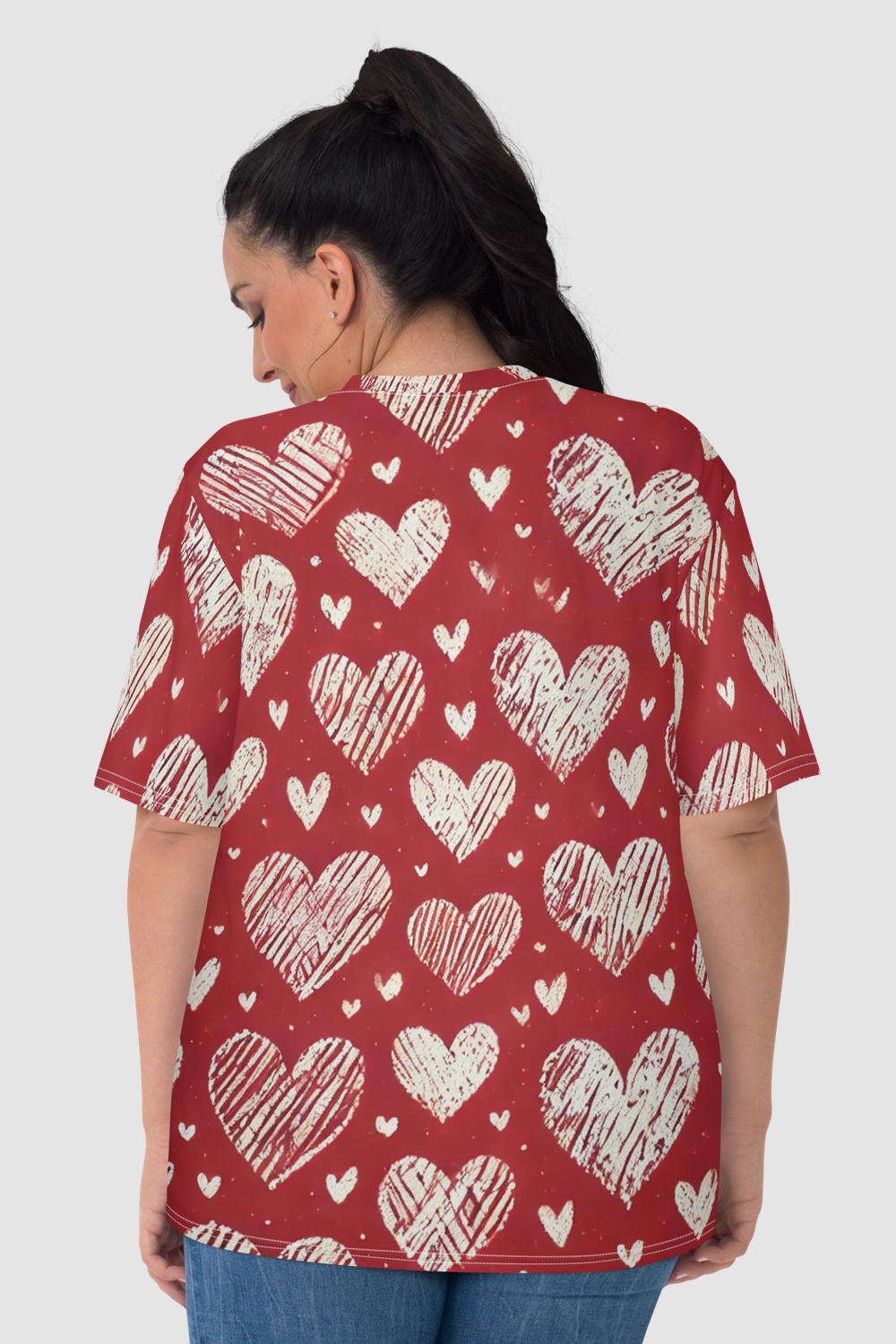 Cutesy Pootsy Hearts Graphic Print Women's Sublimated T-Shirt