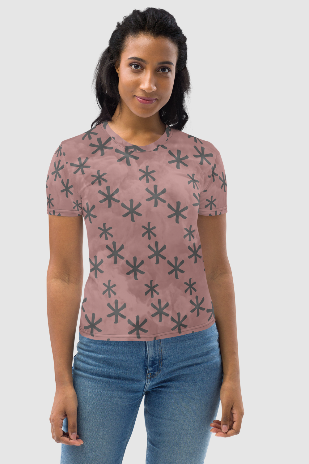 Cloudy Terracotta Tenshi Star Pattern Women's Sublimated T-Shirt