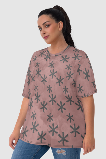 Cloudy Terracotta Tenshi Star Pattern Women's Sublimated T-Shirt