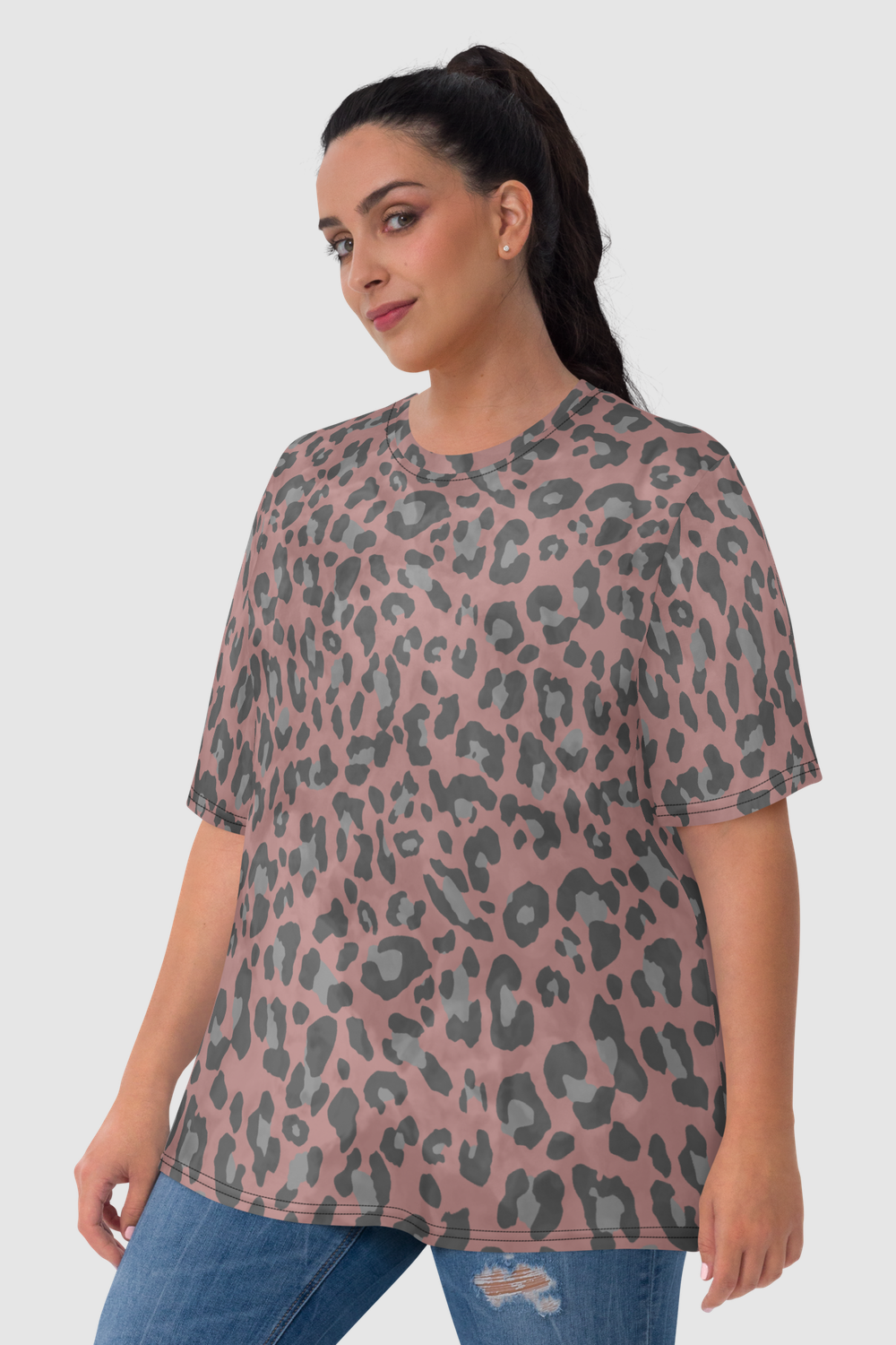 Cloudy Terracotta Leopard Print Women's T-Shirt