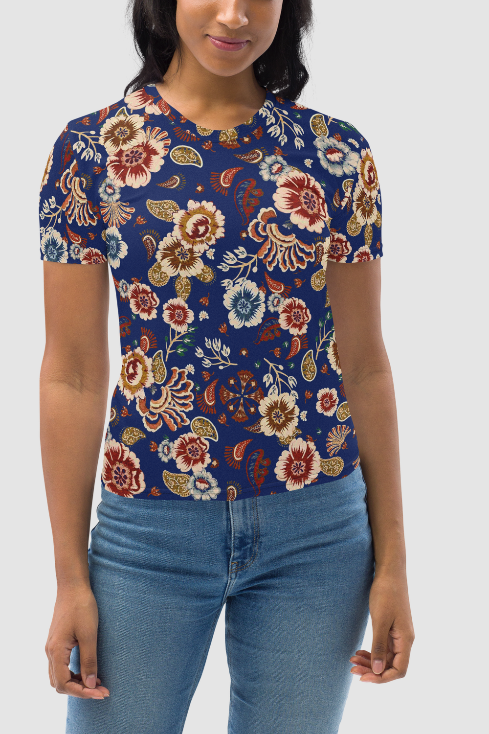 Casual Vintage Multi-Floral Print Women's Sublimated T-Shirt