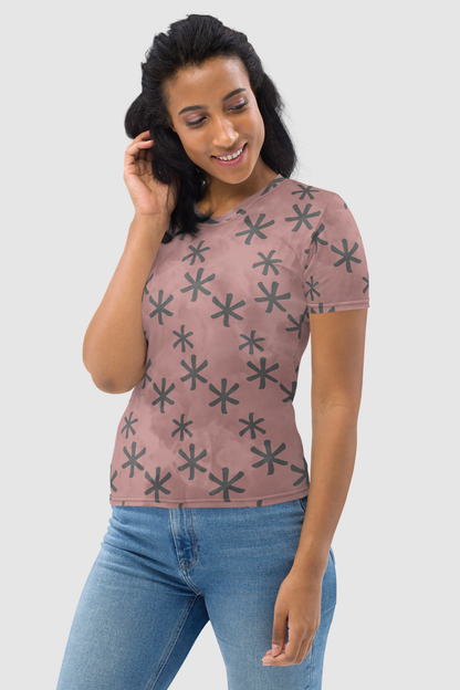 Cloudy Terracotta Tenshi Star Pattern Women's Sublimated T-Shirt