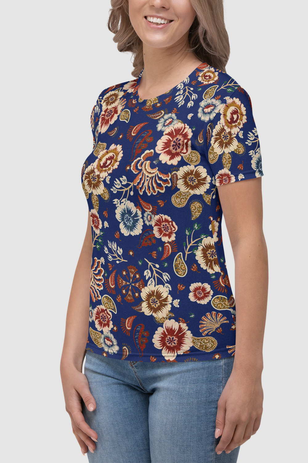 Casual Vintage Multi-Floral Print Women's Sublimated T-Shirt