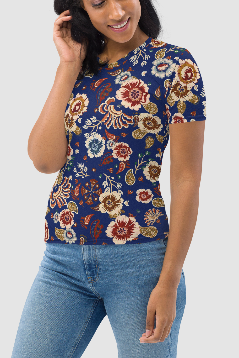 Casual Vintage Multi-Floral Print Women's Sublimated T-Shirt