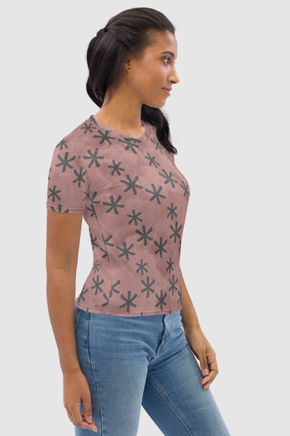 Cloudy Terracotta Tenshi Star Pattern Women's Sublimated T-Shirt