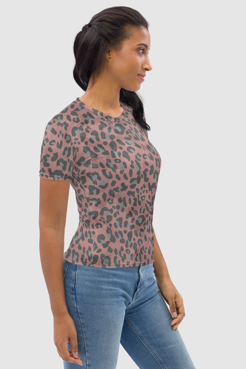 Cloudy Terracotta Leopard Print Women's T-Shirt