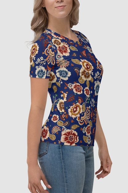 Casual Vintage Multi-Floral Print Women's Sublimated T-Shirt