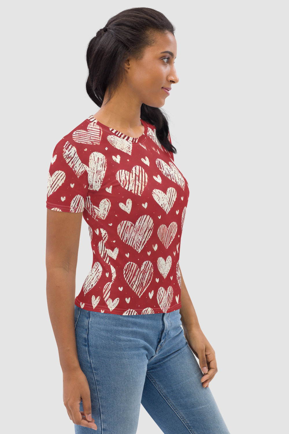 Cutesy Pootsy Hearts Graphic Print Women's Sublimated T-Shirt