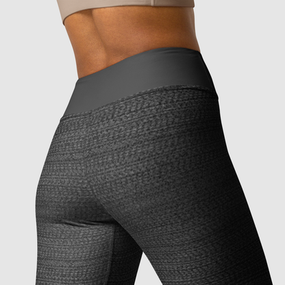 Dark Gray Faux Nylon Texture Print Women's High Waist Yoga Leggings