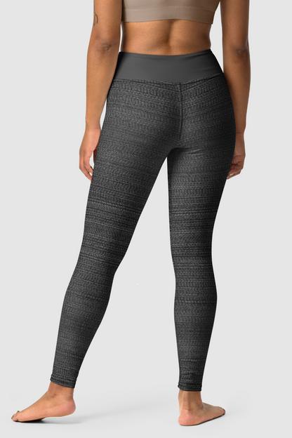 Dark Gray Faux Nylon Texture Print Women's High Waist Yoga Leggings