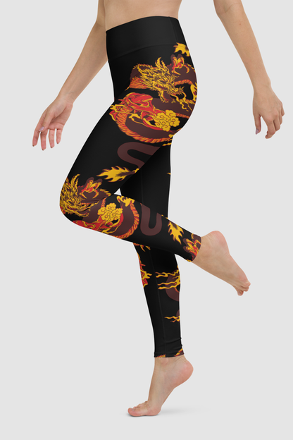 The Red Dragon Oni Women's High Waist Yoga Leggings