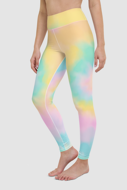 Misty Rose Smokey Tie-Dye Women's High Waist Yoga Leggings