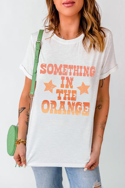 White SOMETHING IN THE ORANGE Graphic Crew Neck T Shirt