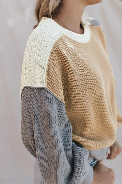 Multicolor Color Block Patchwork Baggy Sweater - OniTakai