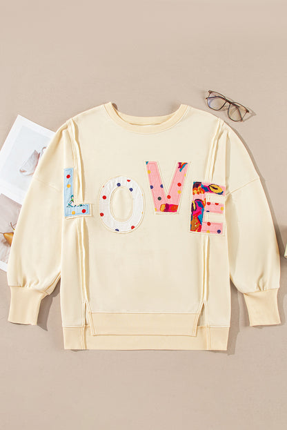 Apricot LOVE PATCH Graphic Oversized Sweatshirt