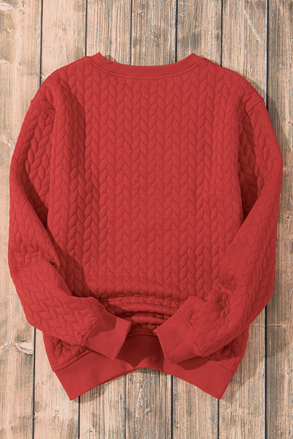 Racing Red Heart XOXO Chenille Embroidered Textured Sweatshirt