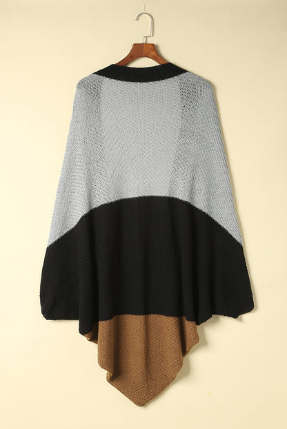 Brown Neutral Colorblock Drapey Cardigan