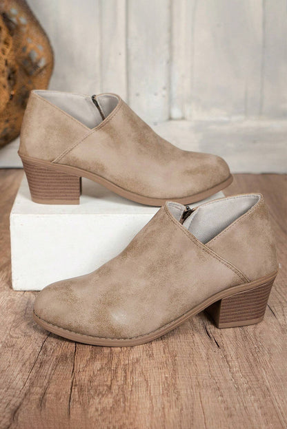 Philippine Gray Tulip Opening Suede Ankle Boots