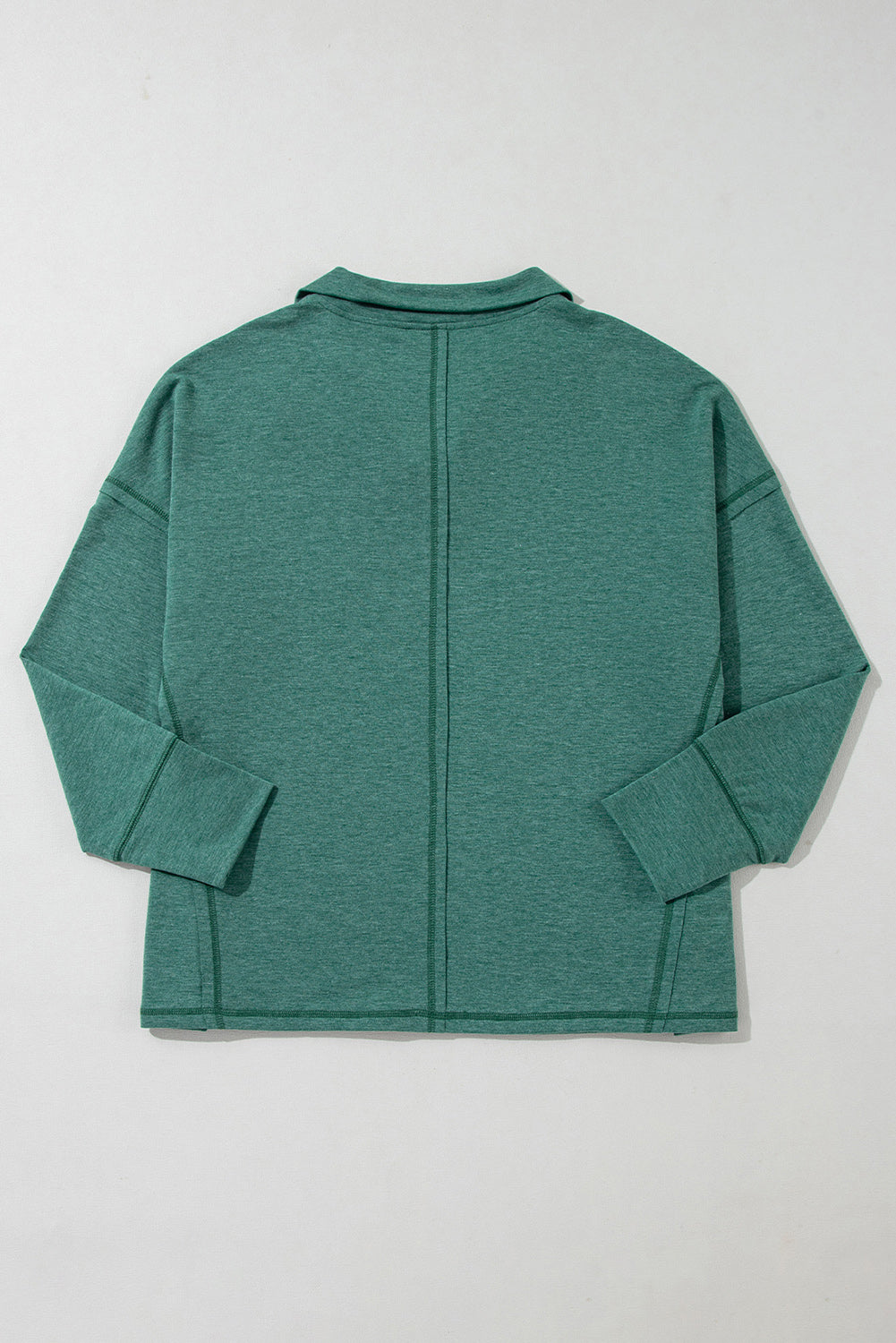 Evergreen Exposed Seam Collared Pocketed Loose Sweatshirt