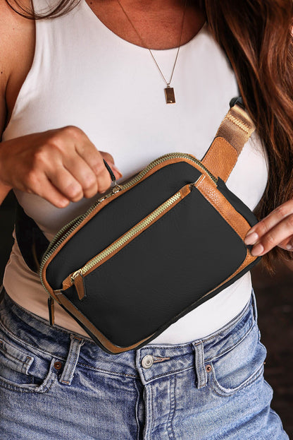 Black Adjustable Strap Mini PU Leather Crossbody Bag