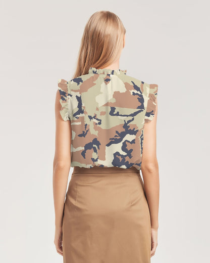 Desert Camo Women's Ruffle Sleeve Blouse