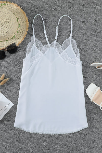 White Delicate Balance Lace Cami Tank