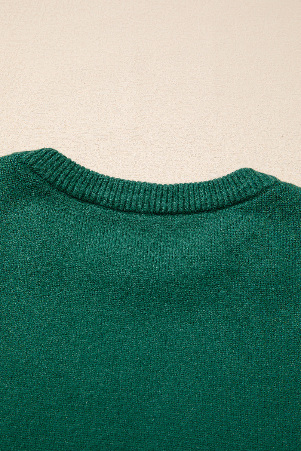 Evergreen Pearled Drop Shoulder Round Neck Sweater