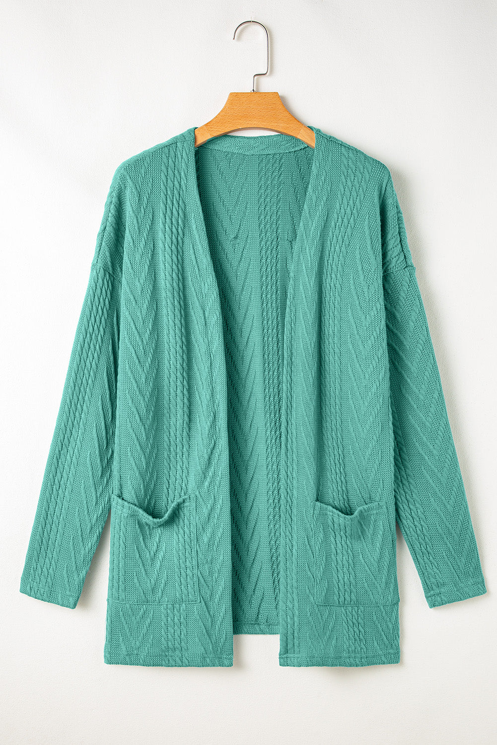 Canton Solid Textured Open Front Cardigan with Pocket