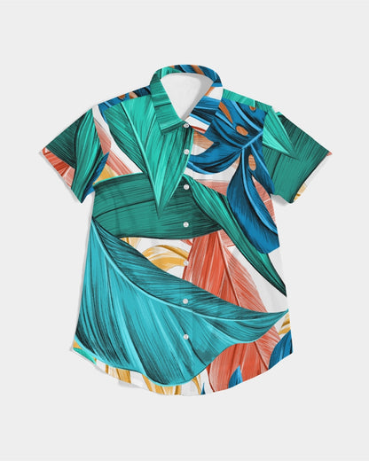 Tropical Exotic Women's All-Over Print Short Sleeve Button Up