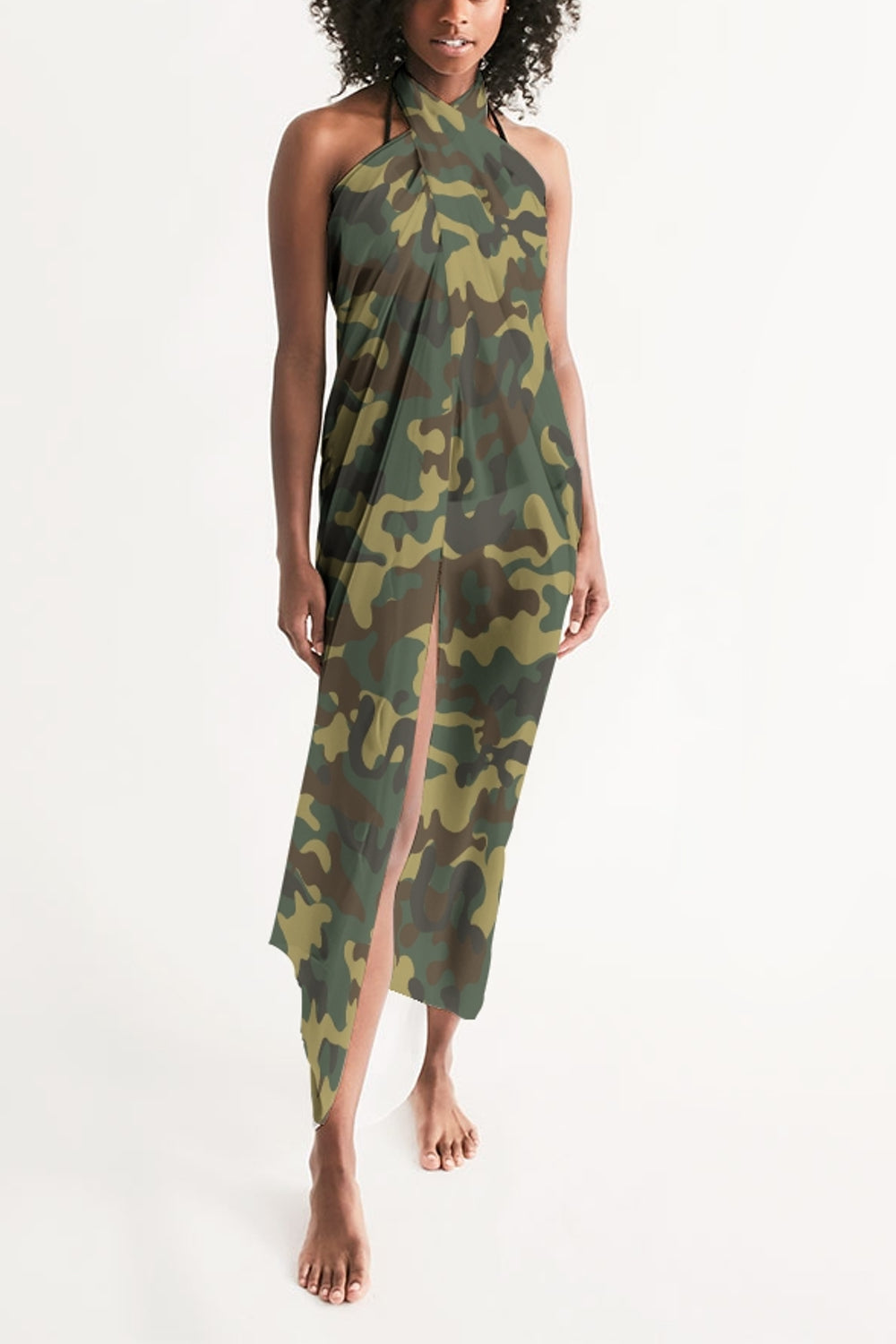 Classic Green Woodland Camo Print Women's Swim Cover-Up