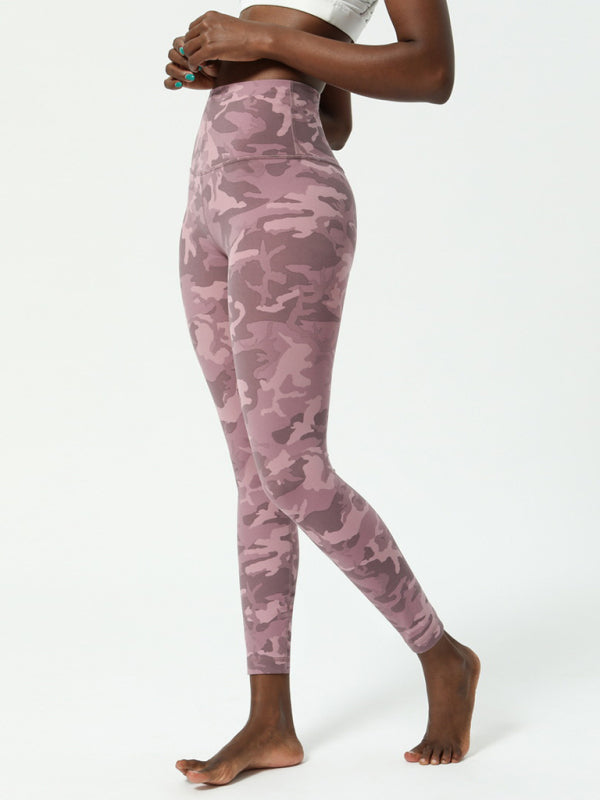 Urban Pink Camouflage Print High Waist Yoga Leggings