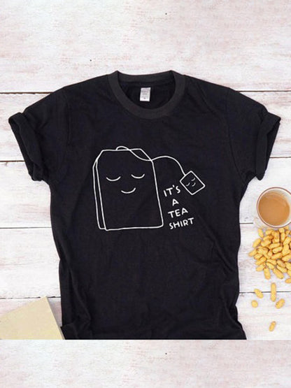 It's a Tea Shirt Smiley Face Women's Funny Casual Graphic Print Short Sleeve T-Shirt