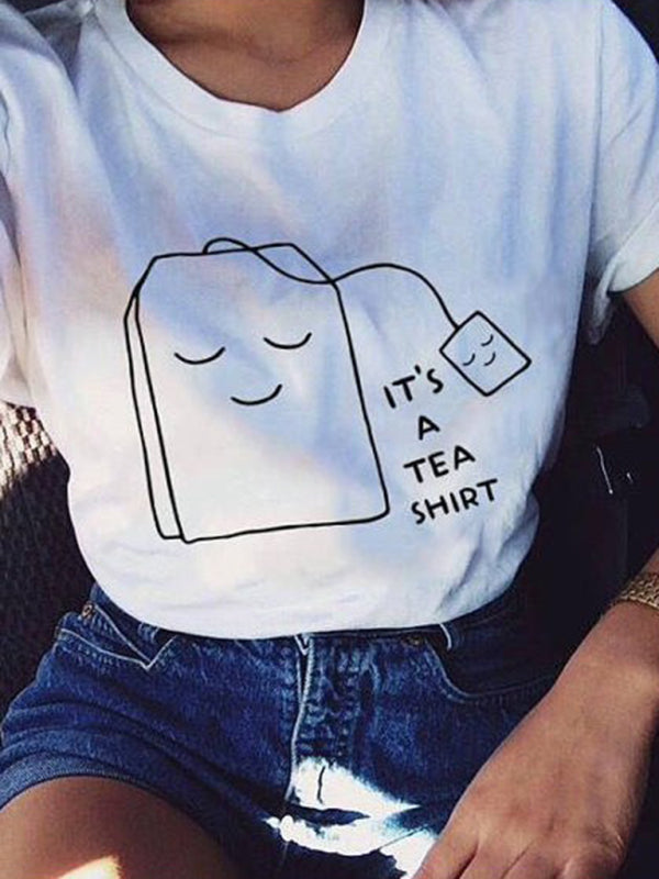 It's a Tea Shirt Smiley Face Women's Funny Casual Graphic Print Short Sleeve T-Shirt