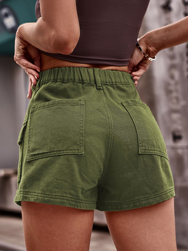 Women's American Explorer Style Sexy Denim Hot Pants Cargo Shorts